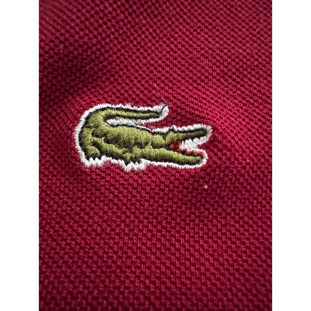 Lacoste Mens Burgundy Short Sleeve Polo Shirt Croc Logo Size XL - Picture 3 of 5